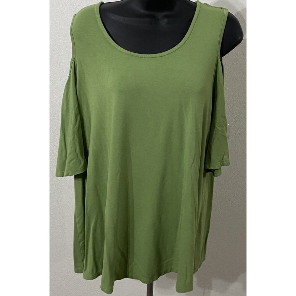 CATO Womens Size 14/16W Cold Shoulder Short sleeve Stretch